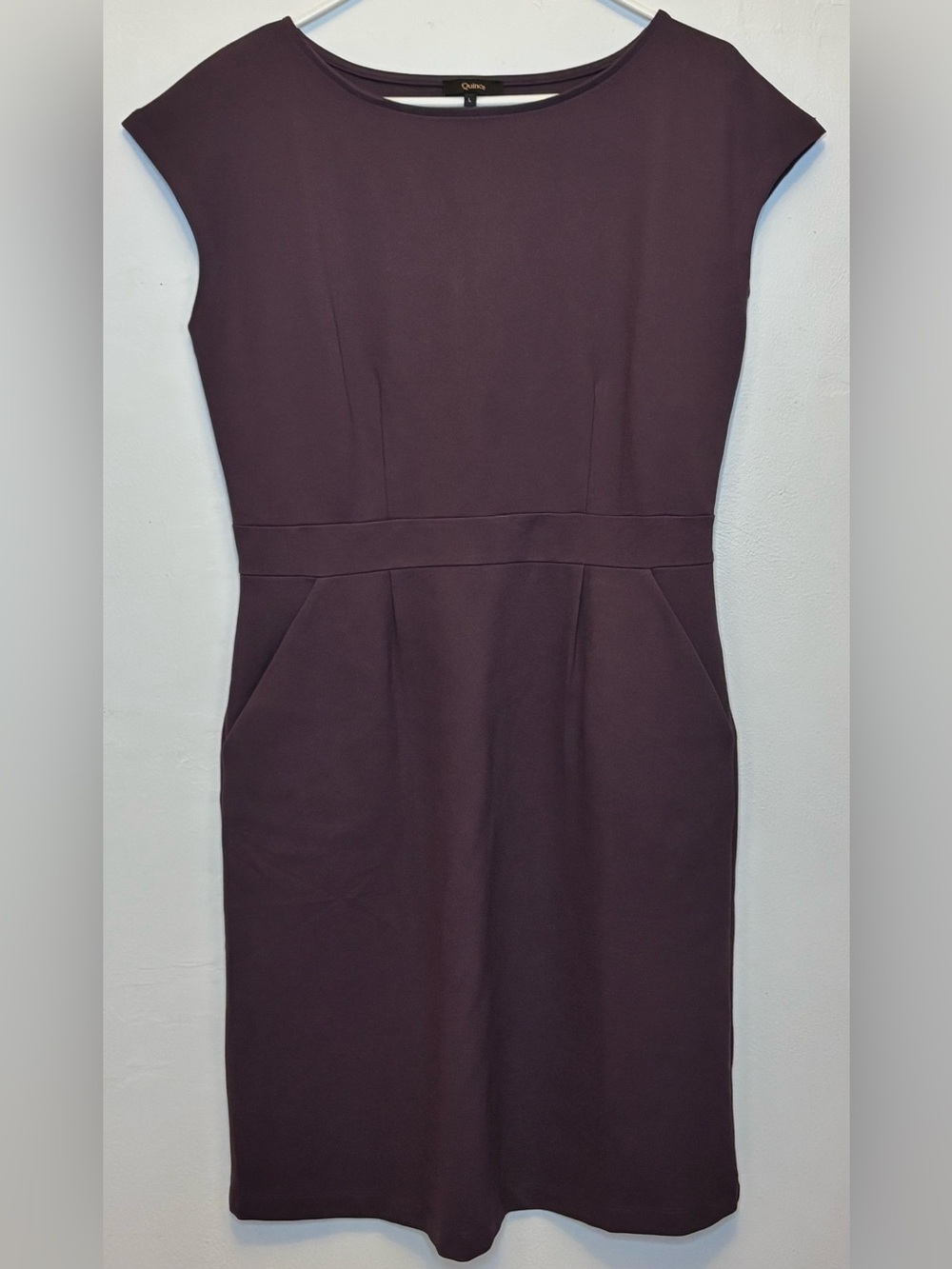 Quince Ultra-Stretch Ponte Cap Sleeve Dress Dark Orchid Purple Plum L